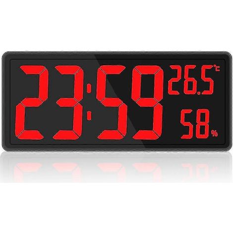 Digitale Großdisplay-Uhr, große digitale Wanduhr mit Temperatur- und Feuchtigkeitsanzeige, LED-Digitalwanduhr fürs Schlafzimmer