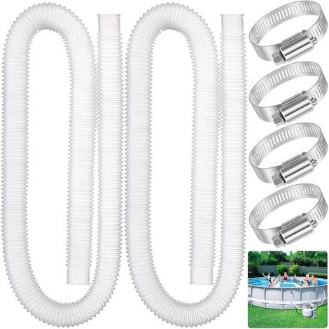 Manguera para piscina - 32 mm, 2 piezas, 150 cm, con 4 abrazaderas metálicas, para bomba de filtro de arena (1/5)