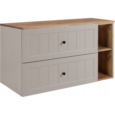 Waschtischunterschrank 80 cm - Kaschmir Eiche - Elegantes Design - Weicher Verschluss (1/5)
