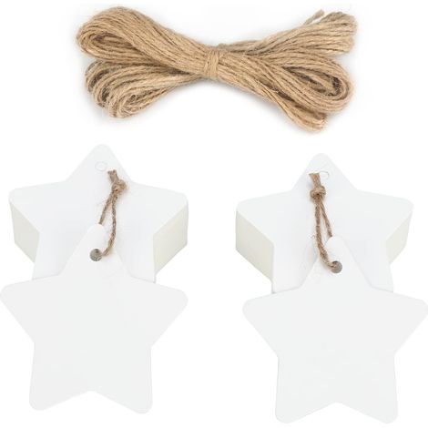 100 Stück Geschenkanhänger aus Kraftpapier, sternförmig, 6 cm, für Weihnachten/Hochzeit (1/5)