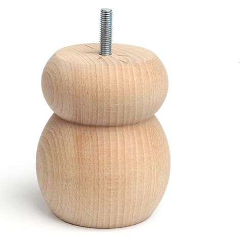 Pata de madera redonda con una altura de 100 mm y acabada en haya crudo. Dimensiones: 85x85x100 mm -