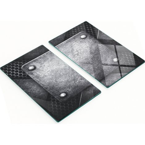 Juego de dos tablas de cocina decorativas de vidrio con dise帽o met谩lico, 2x30x52 cm.