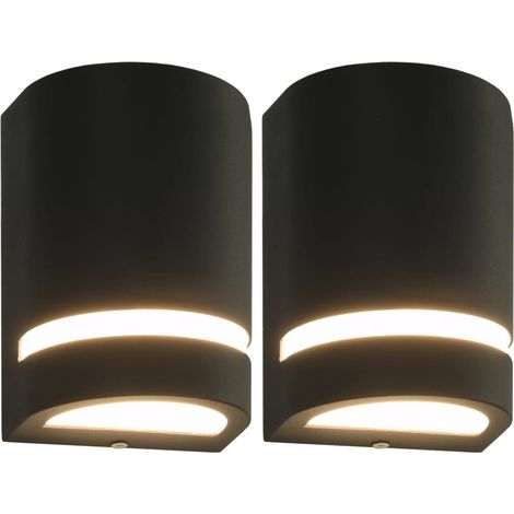 Lot de 2 Appliques murales d'extérieur Lampe murale Lampe de jardin 35 W Noir Demi-rond 49215