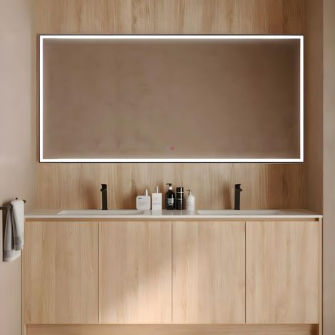 LEDIMEX- Espejo Baño 140X80cm con Led y Antivaho Negro