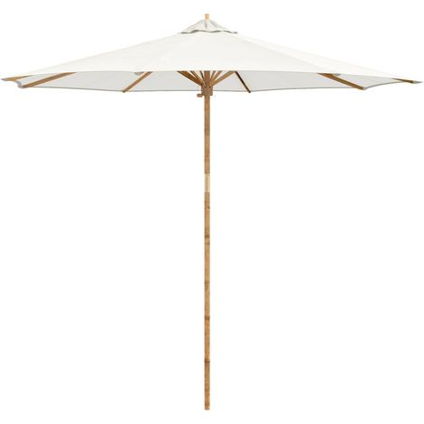 Parasol de jardin Blanc crème Ø 270 x 260 cm Bambou (1/5)