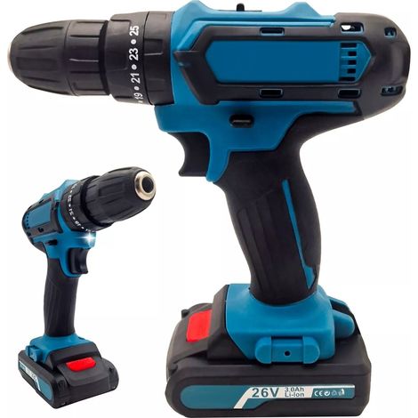 Trapano Avvitatore a Percussione 26V con Doppie Batterie e LED