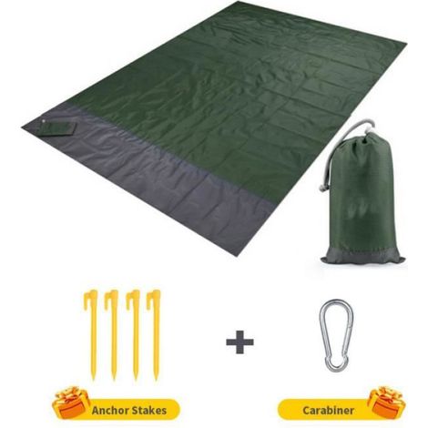 Tapis De Plage - Polyester Impermeable - 210 X 200 Cm - Anti Sable - Pique Nique Camping - 1 Piece (1/4)