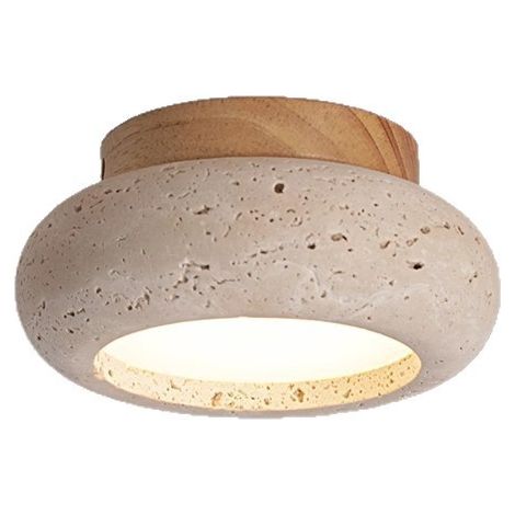 Lámpara de techo LED de 15 cm, lámpara de techo de piedra natural, pequeña lámpara de araña empotrada, aplique de pared vintage, lámpara de piedra, luz cálida (1/5)