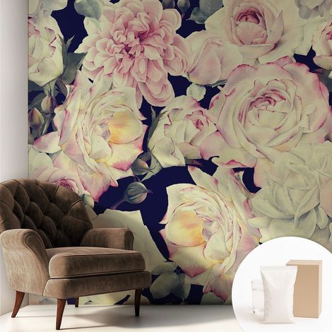 Papier peint intissé classique moderne pour salon et chambre à coucher Décoration rapide avec colle Bouquet floral 250x250 cm (1/5)