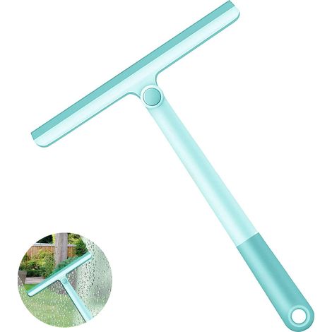 Raclette de douche pour portes de douche en verre, raclette de nettoyage de vitres en caoutchouc, raclette de nettoyage de pare-brise de voiture en plastique, bleue