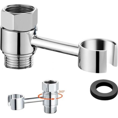 Ulisem20mm Duschkopfhalter, Handbrausehalterung ohne Bohren, Brausehalter mit 360-Grad-Duschhalterung, Duschkopfhalter für Dusche, Badezimmer, verchromtes Messing (1/4)