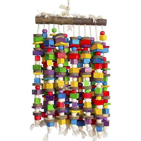 Juguete masticable extragrande para loros y aves: bloques de madera natural multicolores. Juguetes para desgarrar. Recomendado para guacamayos, cacatúas, loros grises africanos y una variedad de loros
