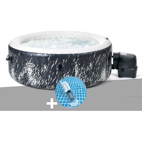 Kit spa gonflable Intex PureSpa Galaxie rond Bulles avec LED 4 places + Aspirateur