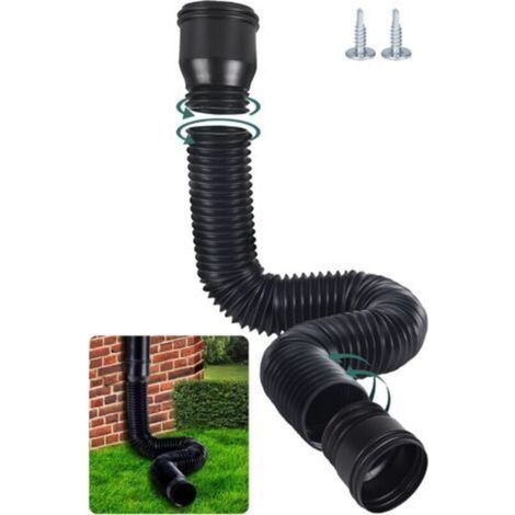 Rallonge Gouttière Flexible, Ensemble D'Extension Ronde Pour Descente De 80/100 mm, Kit D'Extension De Tuyau De Pluie, Extension De Descente De 47 à 150 cm (Noir, 1 Pièce) (1/5)