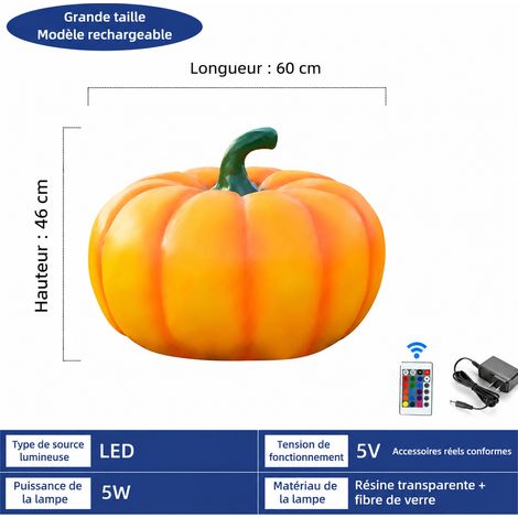 Lanterne citrouille LED d'extérieur grand format rechargeable blanc chaud étanche IP65 rechargeable blanc chaud 50 × 50 × 50 cm 10 kg – Livraison gratuite