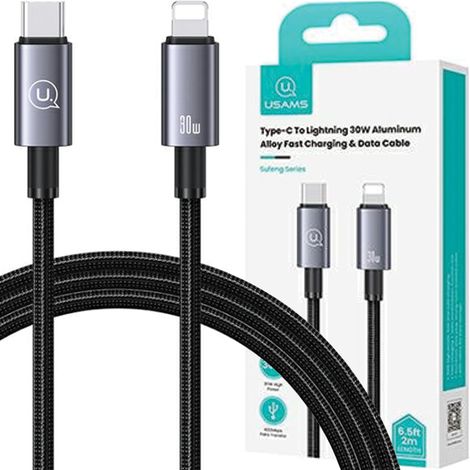 Usams USB-C auf Lightning Kabel 30W 1,2m Schnellladekabel Stahl/Anlauf SJ662USB01 (US-SJ662) (1/3)