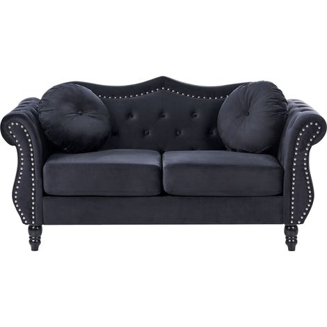 Sofa 2-Sitzer SKIEN Samtstoff Schwarz (1/5)