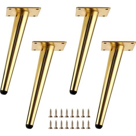 4 PCS Pieds de Meubles en Métal 8 Pouces, Pieds Coniques Élégants pour Canapé et Table Basse, Doré (1/4)