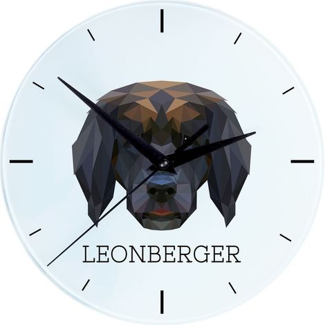 Leonberger – geometrische Wanduhr mit Foto und Inschrift von Art-Dog (1/4)