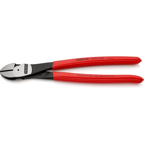 KNIPEX 74 01 250 Pince coupante de côté à forte démultiplication gainées en plastique atramentisée noire 250 mm