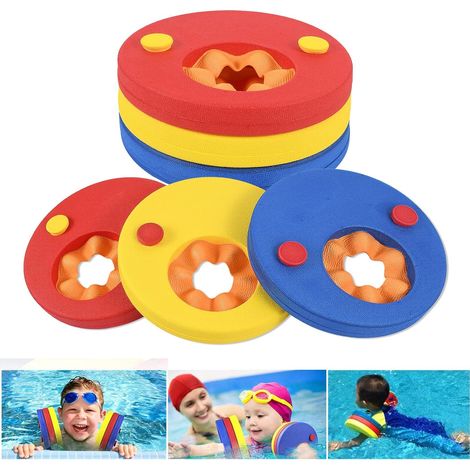 Brassards de Natation pour Enfants, Lot de 6 EVA Float Disques, Colorés Brassards pour Enfants 3-14 Ans Apprendre À Nager, Anneaux de Poids recommandé 15-30 kg