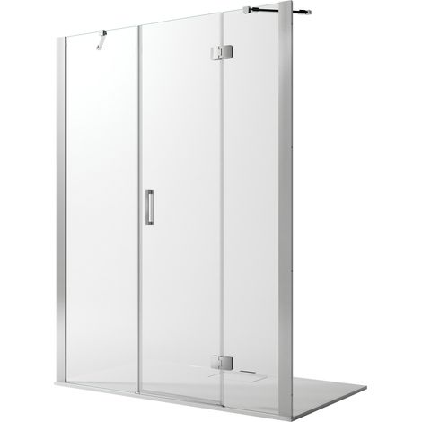 Duschtür Duschkabine schwenkbar h 190 Klarglas mit anti-kalk mod. Flip Anta + Fisso 100 cm