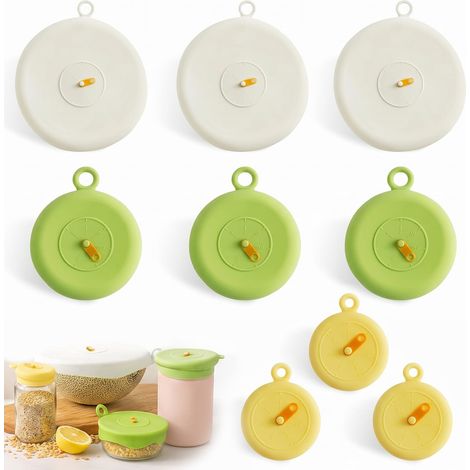 9 Couvercle Silicone Alimentaire Extensible Étanches Sans BPA 3 Tailles (1/4)