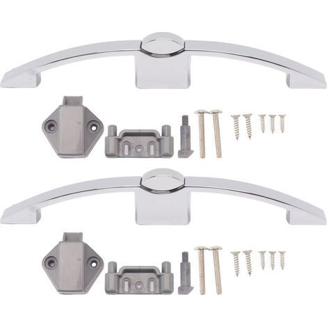 2 jeux de loquets à boutons poussoirs pour armoire, serrure à bouton de placard avec poignée pour camping-car, bateau, espacement des trous de 160 mm (chrome) (1/4)