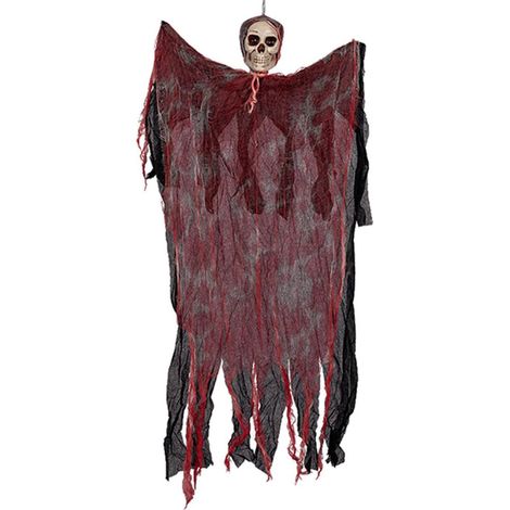 Décoration d'Halloween : squelettes et fantômes suspendus avec toiles d'araignée, fantômes flottants à suspendre à la maison, sur la terrasse, la pelouse ou à la fenêtre, à l'intérieur comme à l'extér (1/5)