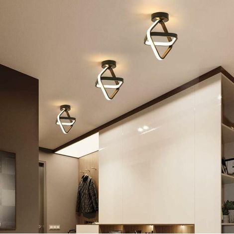 Plafonnier LED, Plafonnier de Couloir Carré Moderne Noir 24W 2700LM pour Balcon de Couloir, Lumière Blanche Chaude 3000K, 28 30cm (1/4)