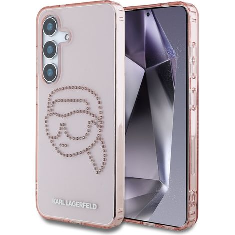 Karl Lagerfeld Strassstein Karl Kopf Logo - Samsung Galaxy S25 Hülle (Pink) (1/5)