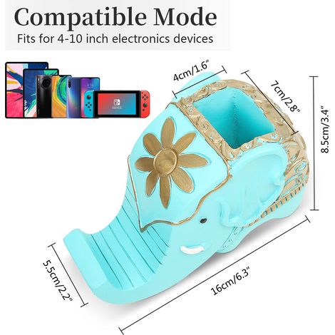 Porte-crayons avec support pour téléphone portable, organisateur de bureau multifonctionnel en résine en forme d'éléphant, accessoire de bureau mignon, cadeau éléphant pour femmes et enfants, décorati (1/5)