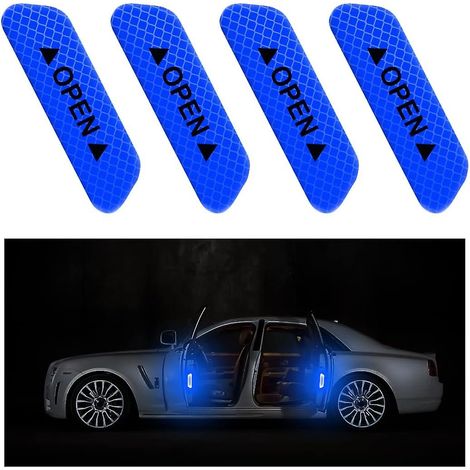 Ensemble d'autocollants bleus pour portières de voiture - Avertissement anti-collision, imperméables et réfléchissants, 4 pièces (1/5)