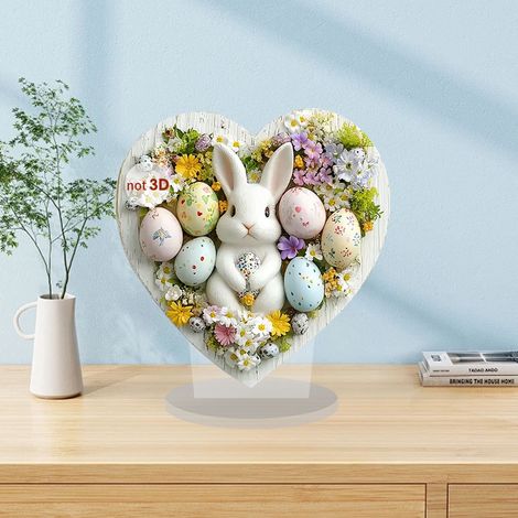 Oeufs De Paques - Lapin En Papier Carton 2D - Décoration Festive Pour Bureau Et Intérieur - Lot De 1 (1/5)