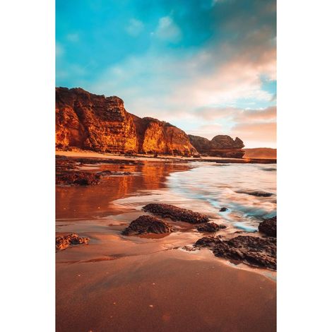 Tableau sur toile plage rocheuse 30x45 cm - Impression sur Toile Murale Décorative - Image imprimée en HD sur Toile - Toile sur Châssis en Bois FSC - Fabriqué en France