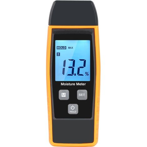 Testeur Humidité,Testeur Humidité Mur & Bois, Compteur de fuites, Humidité, Mortier de Ciment, Détecteur de Teneur en eau avec Rétroéclairage LCD (Jaune) (1/5)