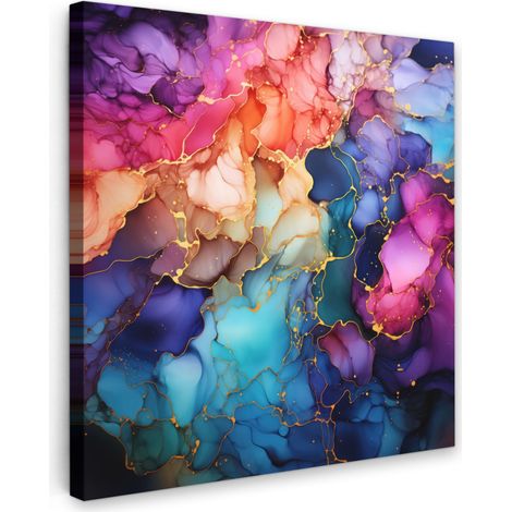 TABLEAU SUR TOILE Marbre - coloré - abstrait Tableau Chambre Adulte 90x90 cm