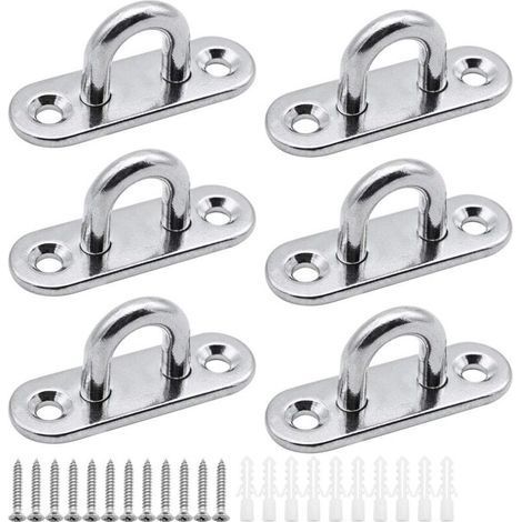6 pièces plaques à œillets plaque de couverture en acier inoxydable plaque de mât de 5mm Crochets de fixation robustes pour crochets muraux chaises suspendues auvent accessoires de bateau etc (1/4)