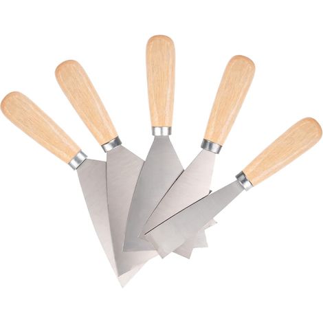 5 Stück Glättspachtel, Spachtelmesser, DIY-Spachtel, Spachtelmesser mit Holzgriff, Spachtelmesser zum Beschichten und Schaben von Farbe oder Tapete (1/2/3/4/5 Zoll)