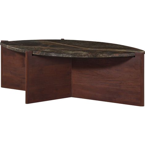 Couchtisch Akazie 115x65x35 braun lackiert / Marmor grün ORGANIC COLLECTION 27 (1/4)