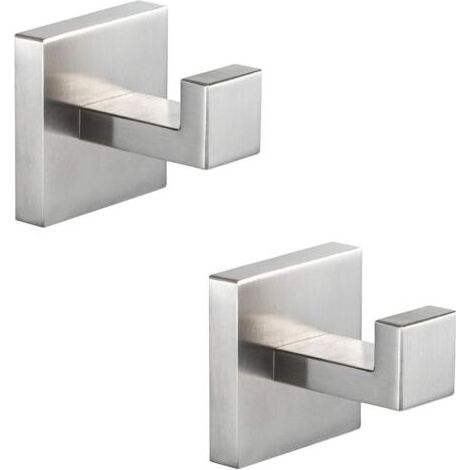 Set mit 2 Badezimmerhaken, Handtuch-/Kleiderhaken, Edelstahl SUS304, gebürstetes Nickel, robuste Wandhaken (1/5)