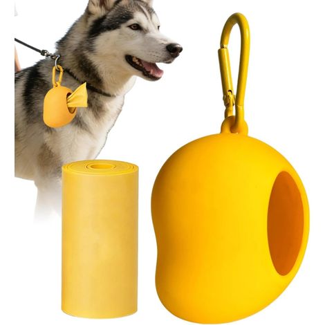 Distributeur de Sacs à Déjections Canines Support en silicone forme mangue Distributeur de Sacs à Déjections avec Pour Extérieur Jardin Parc Plage Promenade Camping (1/5)