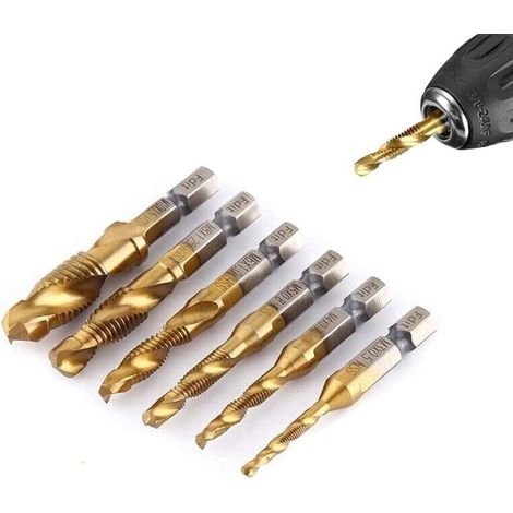 Coffret de 6 tarauds M3 à M10 en acier rapide nitruré – Évacuation efficace des copeaux – Pour machines de taraudage