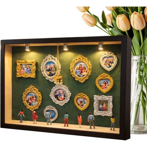 Mini Musée Boîtes d' Décoration Murale pour Collection avec Lumières LED Mini Musée Boîtes d'avec Photo pour Chambre Anniversaire Noël Étagère Salon Ados Adultes (1/5)