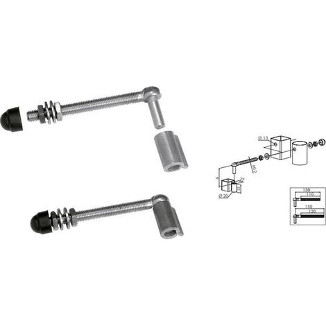 Locinox – Charnières M12 en acier inoxydable pour portillon de jardin – 2 supports à souder L 150mm – Charge maximale 200kg (1/2)