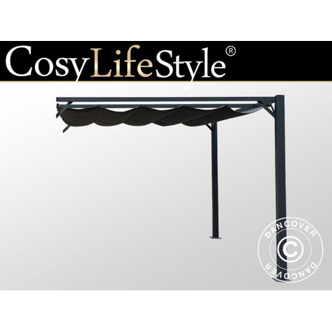 Extension for pergola gazebo Santa Cruz, 4x4 m, Dark grey (1/5)