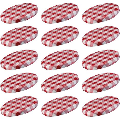15 Couvercles à visser /Twist Off pour Bocaux de Conservation,Rond,ø 82 mm,en Fer blanc,Rouge blanc,Quadrillé (1/5)