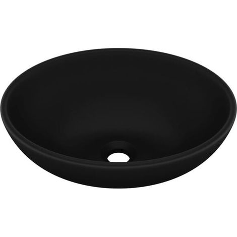 Vasque ovale de luxe, noir mat, 40 x 33 cm, céramique