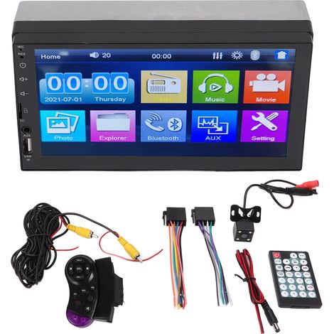 Autoradio universel 7 pouces écran tactile MP5 GPS navigation avec caméra de recul kit mains libres Bluetooth (1/5)