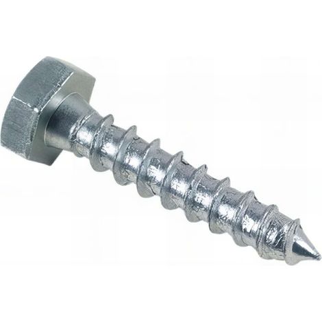 Tirefond bois tête hexagonale 10 x 60 mm Zingué - Boite de 100 pcs - Fixtout TIR1006002B
